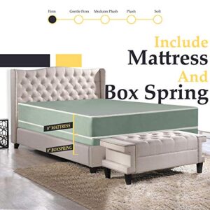 Mattress Comfort 8-Inch Firm Double sided Tight top Waterproof Vinyl Innerspring Mattress and 8" Fully Assembled Wood Boxspring/Foundation Set,Twin