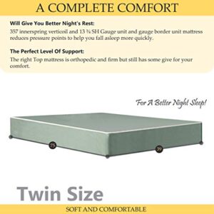 Mattress Comfort 8-Inch Firm Double sided Tight top Waterproof Vinyl Innerspring Mattress and 8" Fully Assembled Wood Boxspring/Foundation Set,Twin