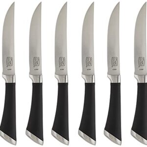 Chicago Cutlery Fusion 6 Piece Forged Premium Steak Knife Set, Cushion-Grip Handles with Stainless Steel Blades, Resists Stains, Rust, & Pitting, Kitchen Knives