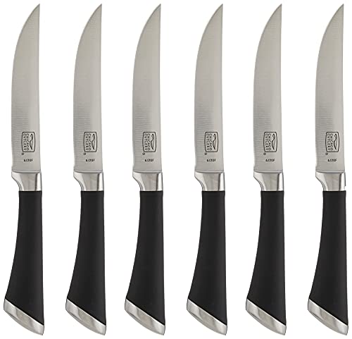 Chicago Cutlery Fusion 6 Piece Forged Premium Steak Knife Set, Cushion-Grip Handles with Stainless Steel Blades, Resists Stains, Rust, & Pitting, Kitchen Knives