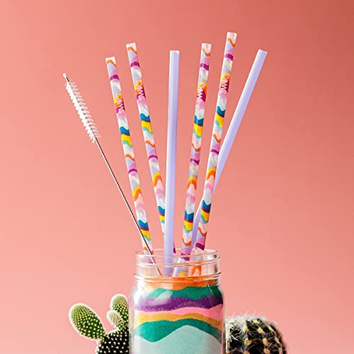 Swig Life Reusable Straws Luxy Leopard + Blush Reusable Straw Set + Cleaning Brush, Each Straw is 10.25 inch Long (Fits Swig Life 20oz Tumblers, 22oz Tumblers, and 32oz Tumblers)