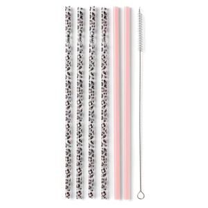 swig life reusable straws luxy leopard + blush reusable straw set + cleaning brush, each straw is 10.25 inch long (fits swig life 20oz tumblers, 22oz tumblers, and 32oz tumblers)