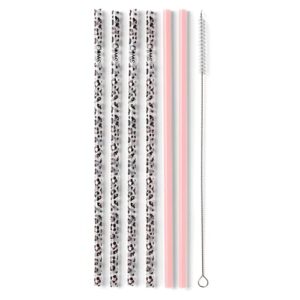 Swig Life Reusable Straws Luxy Leopard + Blush Reusable Straw Set + Cleaning Brush, Each Straw is 10.25 inch Long (Fits Swig Life 20oz Tumblers, 22oz Tumblers, and 32oz Tumblers)