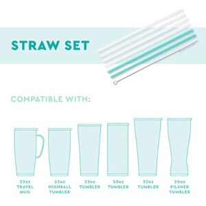 Swig Life Reusable Straws Luxy Leopard + Blush Reusable Straw Set + Cleaning Brush, Each Straw is 10.25 inch Long (Fits Swig Life 20oz Tumblers, 22oz Tumblers, and 32oz Tumblers)