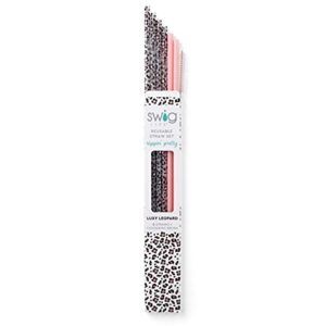 Swig Life Reusable Straws Luxy Leopard + Blush Reusable Straw Set + Cleaning Brush, Each Straw is 10.25 inch Long (Fits Swig Life 20oz Tumblers, 22oz Tumblers, and 32oz Tumblers)