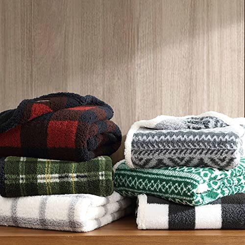 Eddie Bauer- Throw Blanket, Ultra Soft Plush Sherpa Home Décor, Reversible All Season Bedding (Woodland Fair Isle Grey, 50 x 60)