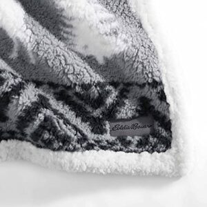 Eddie Bauer- Throw Blanket, Ultra Soft Plush Sherpa Home Décor, Reversible All Season Bedding (Woodland Fair Isle Grey, 50 x 60)