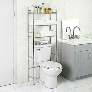 nyw bathroom storage floor standing over the toilet organizer shelves 3 shelf chrome, silver(bt2021)