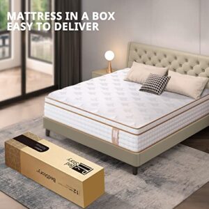 BedStory 12" Hybrid Twin Mattress in a Box, Gel Memory Foam Mattress with Pocket Spring, Medium Firm Mattress with Dual Brim Design for Supportive&Pressure Relieving&Motion Isolated Sleep, Made in USA