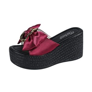 summer sandals for women girls,orthopedic sandals open toe flip flops casual boho beach sandals slippers shoes (wine, 9)