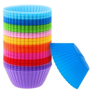 54 pack silicone muffin cups, selizo silicone cupcake baking cups reusable muffin liners cupcake wrapper cups holders for muffins, cupcakes and candies