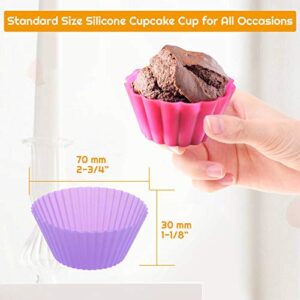 54 Pack Silicone Muffin Cups, Selizo Silicone Cupcake Baking Cups Reusable Muffin Liners Cupcake Wrapper Cups Holders for Muffins, Cupcakes and Candies