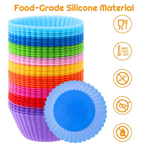 54 Pack Silicone Muffin Cups, Selizo Silicone Cupcake Baking Cups Reusable Muffin Liners Cupcake Wrapper Cups Holders for Muffins, Cupcakes and Candies