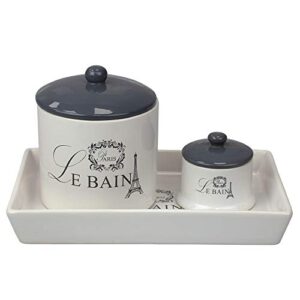 home basics, white le bain paris 2 piece canister set with coordinating ceramic vanity tray