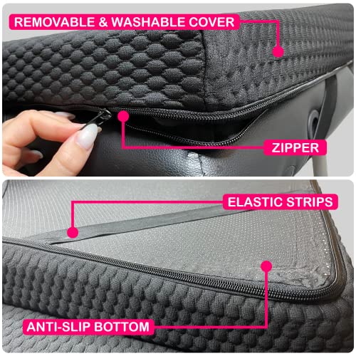 XOLLOZ Lash Bed Topper | Comfortable Mattress Topper for Lash Extension Table - with Four Corner Straps & Anti-Slip Bottom (Black)