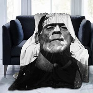 frankenstein blanket throw blankets ultra soft flannel lightweight throws for couch, bed, plush fuzzy flannel microfiber warm thermal blanket all seasons use 80"x60"