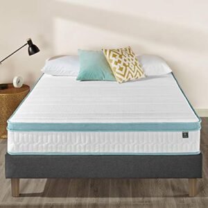 Zinus 10 Inch Mint Green Memory Foam Hybrid Spring Mattress, King, White