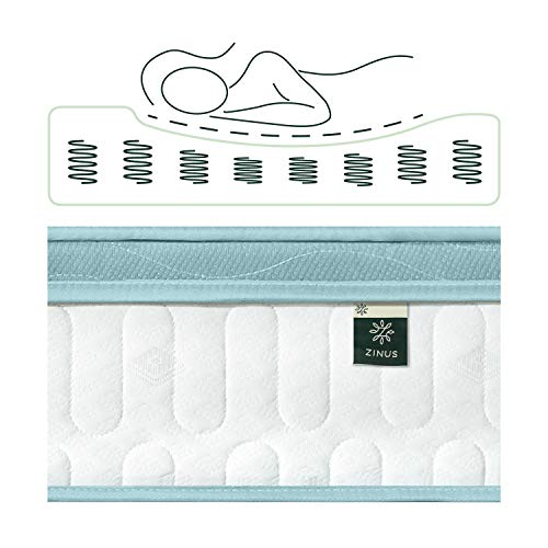 Zinus 10 Inch Mint Green Memory Foam Hybrid Spring Mattress, King, White