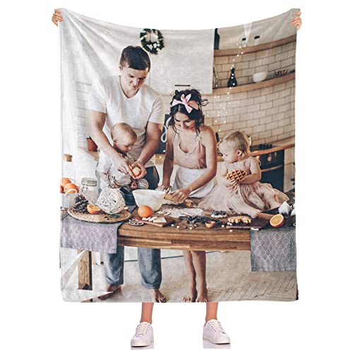 HAKUNEI Custom Blankets with Photos Picture Blanket Personalized Throw Blanket Memorial Gifts for Family House Warming Gifts New Home