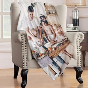 HAKUNEI Custom Blankets with Photos Picture Blanket Personalized Throw Blanket Memorial Gifts for Family House Warming Gifts New Home