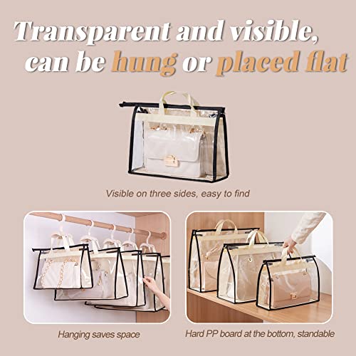 2 PCS Hanging Handbag Storage Organizer Purse Dustproof Storage Bag Transparent Non-woven Storage Bag with Zipper and Handle (S)