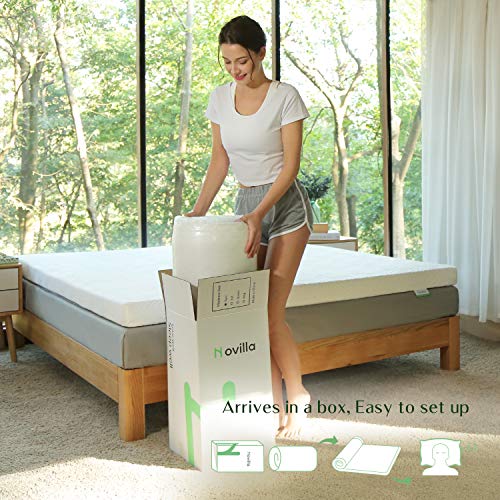 Novilla Twin XL Mattress Topper, 3" Dual Layer Memory Foam Mattress Topper Enhance Cooling, Supportive & Pressure Relieving, with Breathable Bamboo Cover,Twin XL Size, Yozora, White (NV0T801-3-TXL)