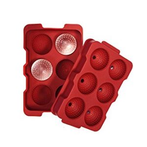 Rival and Revel R|R Rocks - 6 Ball Tray - R|R Rocks - Golf Ball Ice Maker, Red, 6.75" x 4.5" x 2"