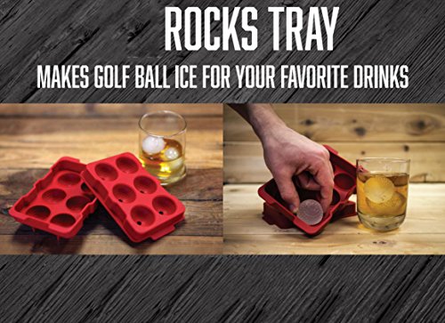 Rival and Revel R|R Rocks - 6 Ball Tray - R|R Rocks - Golf Ball Ice Maker, Red, 6.75" x 4.5" x 2"