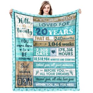 winkwarm 20th birthday decorations for her 20th birthday gifts for her him 20 year old girl boy gift ideas 20th happy birthday gifts for women daughter son girl boy flannel throw blanket 60"x50"