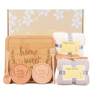 house warming gifts new home,new home gifts for home,christmas house warming gifts for couple women men,home sweet home housewarming gift bamboo serving board coasters spoon