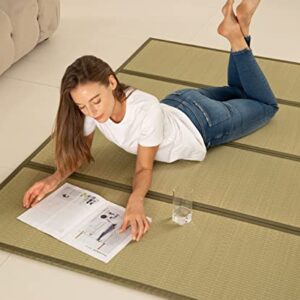 MustMat Tatami Mat Rush Grass Tatami Mattress Japanese Traditional Foldable (queen-61 x78)