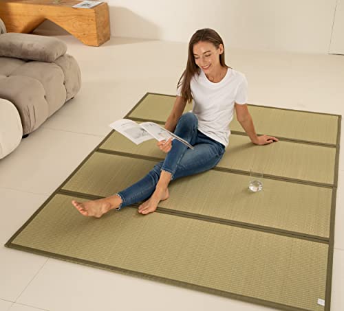 MustMat Tatami Mat Rush Grass Tatami Mattress Japanese Traditional Foldable (queen-61 x78)