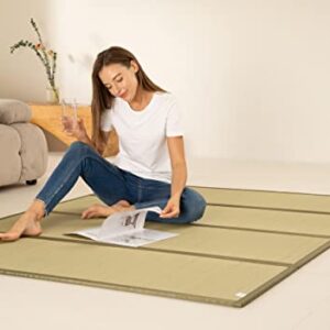 MustMat Tatami Mat Rush Grass Tatami Mattress Japanese Traditional Foldable (queen-61 x78)