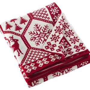 SARO LIFESTYLE Sevan Collection Christmas Design Knitted Throw Blanket, 50" x 60", Red Tone