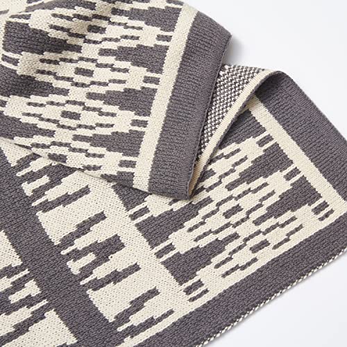 BlossoME Grey & White Knit Throws 50”*66” /Multi-Geometric Pattern Thermal Knit Throws for All-Seasons/Decorative Throw Blankets for Couch, Sofas, Beds and Gifts