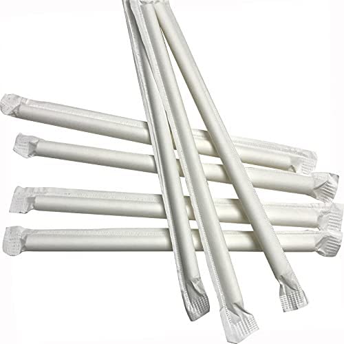 Wrapped 500 Pack - 10.25 inch Wrapped Jumbo Drinking Straw, Foodservice Disposable Drinking Straws, Box of 500 Count.