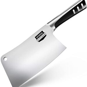 Utopia Kitchen 7 Inch Cleaver Knife Chopper Butcher Knife Stainless Steel for Home Kitchen and Restaurant (Black)