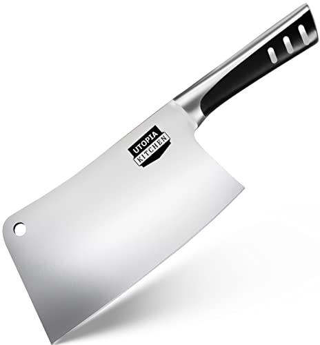 Utopia Kitchen 7 Inch Cleaver Knife Chopper Butcher Knife Stainless Steel for Home Kitchen and Restaurant (Black)