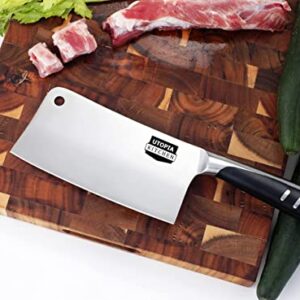 Utopia Kitchen 7 Inch Cleaver Knife Chopper Butcher Knife Stainless Steel for Home Kitchen and Restaurant (Black)