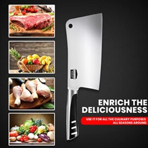 Utopia Kitchen 7 Inch Cleaver Knife Chopper Butcher Knife Stainless Steel for Home Kitchen and Restaurant (Black)