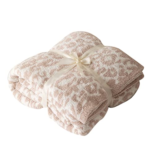 FELENIW Super Soft Fuzzy Cream Fleece Leopard Throw Blanket for Couch Bed Sofa Camping Travel Lightweight Washable Fleece Microfiber Bed Throw Blankets for Home Decor 51"X63"