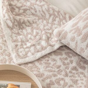 FELENIW Super Soft Fuzzy Cream Fleece Leopard Throw Blanket for Couch Bed Sofa Camping Travel Lightweight Washable Fleece Microfiber Bed Throw Blankets for Home Decor 51"X63"