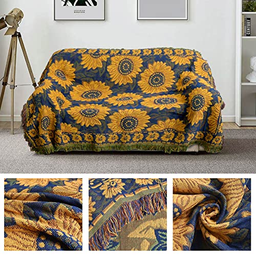 Arroganttiom Boho Throw Blanket, Knitted Tasse Bohemian Blanket for Chair Recliner Couch Furniture Cover Protector, Boho Room Decor Bedding Indian Blanket-Double-Sided, 70" X 90"