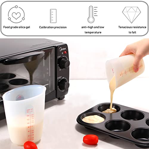 3 PCS Silicone Flexible Measuring Cups,Melting Cups for Epoxy Resin,Butter,Chocolate and More,2 Cup&1 Cup&1/2 Cup,Squeeze and Pour Silicone Measuring Cup with Marking Ounce/ML