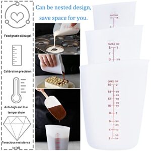 3 PCS Silicone Flexible Measuring Cups,Melting Cups for Epoxy Resin,Butter,Chocolate and More,2 Cup&1 Cup&1/2 Cup,Squeeze and Pour Silicone Measuring Cup with Marking Ounce/ML