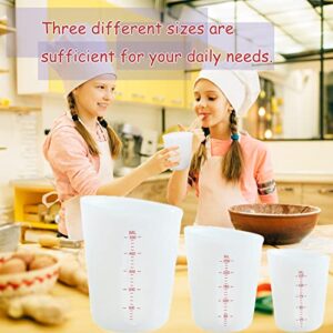 3 PCS Silicone Flexible Measuring Cups,Melting Cups for Epoxy Resin,Butter,Chocolate and More,2 Cup&1 Cup&1/2 Cup,Squeeze and Pour Silicone Measuring Cup with Marking Ounce/ML