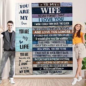 personalized throw blanket to my wife from husband, ultra-soft micro fleece, christmas birthday valentine's day gifts for wife (to my wife, 60"x50")