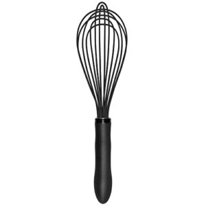 TEEVEA Silicone Whisk,Kitchen Silicone Whisks for Cooking Non Scratch,Wisking Tool Metal Wire Stainless Steel Whisk Egg Bread Silicone Wisk,Small Mini Heat Resistant Whisk 11-Inch,Black