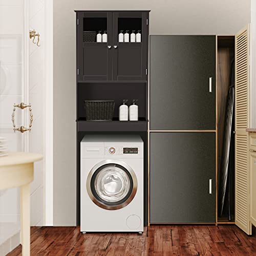 FCH Over The Toilet Storage Space Saver Bathroom Cabinet Organizer Storage Cabinet Brown