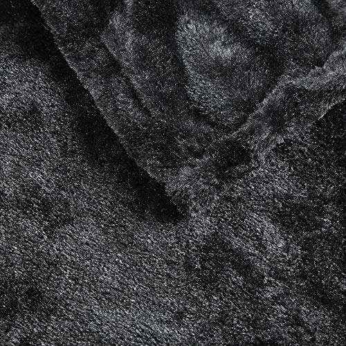 Beautyrest Duke Blanket Luxury Oversize Electric Throw Premium Soft Cozy Brushed Long Faux Fur for Bed, Couch with 3 Heat Setting Controller, Auto Shut-Off Function, Black, 50 in x 70 in